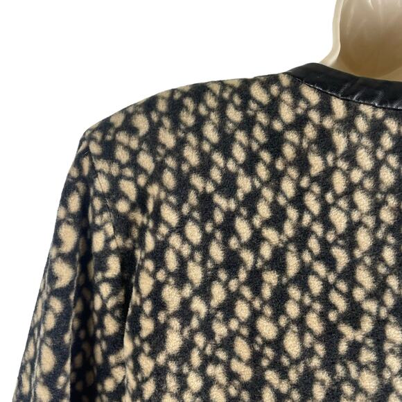 Bob Mackie Fleece Printed Front Zip Long Sleeve Jacket Artsy Brown Size L - Picture 7 of 8